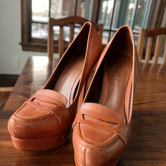 Schutz Pumps penny loafer platform 5.5 inch heel leather - Picture 5 of 7